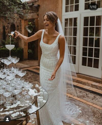 Luxury Sheath Beaded Wedding Dress Bridal Gown Wedding Gown