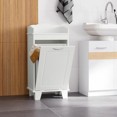 White Tilt-Out Laundry Hamper Cabinet – Multi-Functional Storage Bin for Laundry, Toys & Recycling
