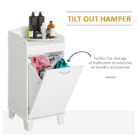 White Tilt-Out Laundry Hamper Cabinet – Multi-Functional Storage Bin for Laundry, Toys & Recycling - Thumbnail 2
