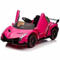 Licensed Lamborghini Veneno 12V Kids Ride-On Car with Remote Control – Pink, LED Lights, Hydraulic Doors - Thumbnail 1