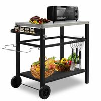 Multifunctional Outdoor Grill Cart – Stainless Steel Prep Table with Storage, Spice Rack & Wheels - Thumbnail 1