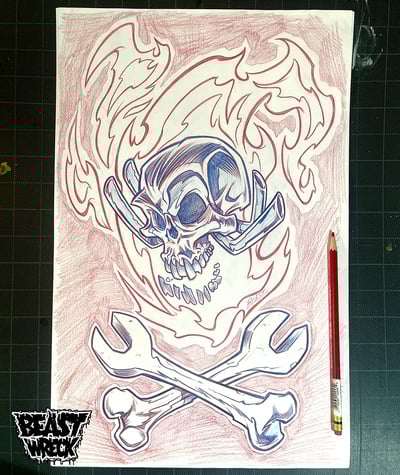 HOT ROD SKULL pencil art