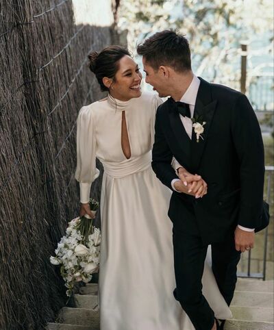 Sexy Sheath Long Sleeve Beach Boho Wedding Dress Bridal Gown Wedding Gown