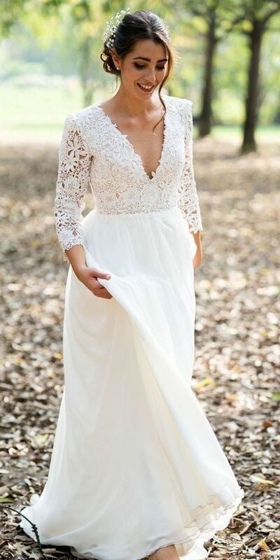 Sexy A Line Lace Beach Boho Wedding Dress Bridal Gown Wedding Gown