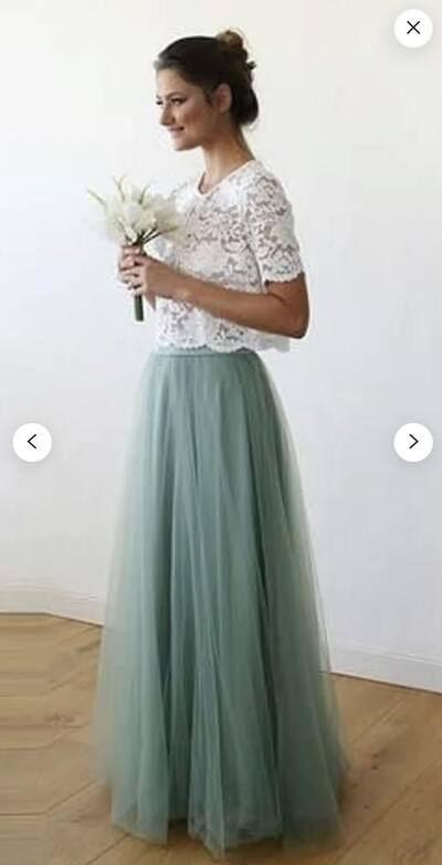 Two Pieces Lace Blue Beach Boho Wedding Dress Bridal Gown Wedding Gown