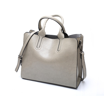 Modern White Leather Handbag Large Shoulder Bag Grey