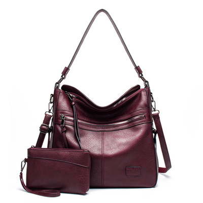 Fashion Women's Zipper Tote Bag Two Piece Purple