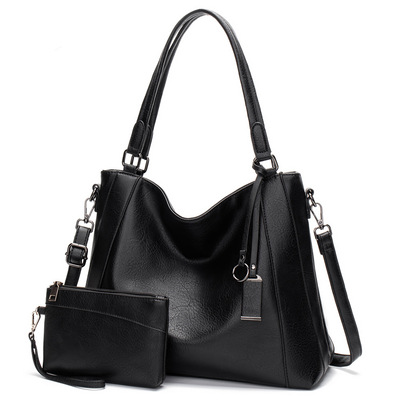 Women's Handbag Ladies Shoulder Tote Messenger Hobo Bag Two Piece Black