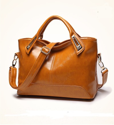 New Women's Oil Wax Leather Crossbody Handbag Brown