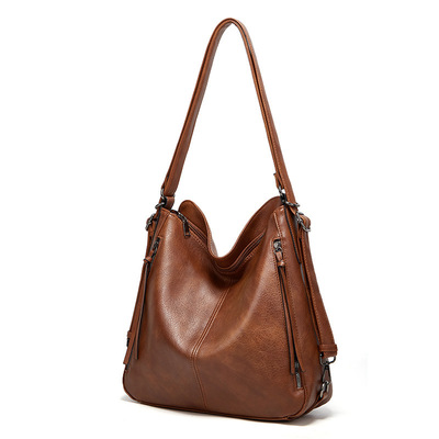 Women Tote Bag Handbags PU Leather Fashion Hobo Shoulder Bags Brown