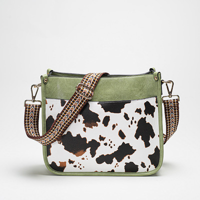 New Women's Bag Fashion Cow Pattern Shoulder Bag Green