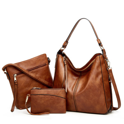 Women Fashion Handbags Wallet Tote Bag Shoulder Bag Top Handle Satchel Purse Set 3pcs Brown