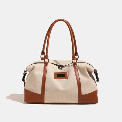 Ladies' Large Capacity Fitness Bag, Travel And Commuting Luggage Bag Brown