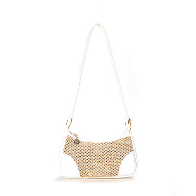 Women Beach Woven Bag Shoulder Bag White