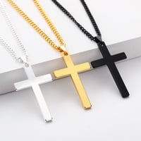 Fashion Cross Pendant Necklace – Stainless Steel Chain for Men & Women, Punk Hip-Hop Style, Gold/Silver/Black - Thumbnail 1
