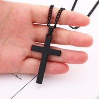 Fashion Cross Pendant Necklace – Stainless Steel Chain for Men & Women, Punk Hip-Hop Style, Gold/Silver/Black - Thumbnail 3