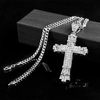 Rhinestone Cross Pendant Necklace – Shiny Zircon Gold & Silver Chain for Men & Women, Hip-Hop Fashion Jewelry - Thumbnail 3