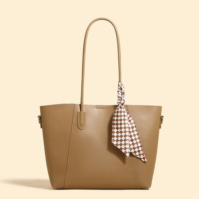 Tote Bags for Women Medium Top Handle Handbags with Scarf Brown