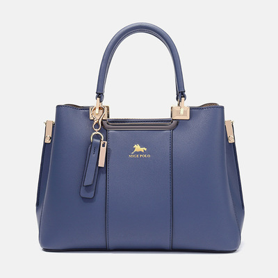 Women Faux Leather Medium Large Tote Satchel Shoulder Purse Handbag Blue