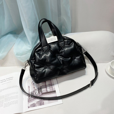 Ladies' Boston Pillow Bag Fashion Handheld Large Capacity Single Shoulder Crossbody Bag Black