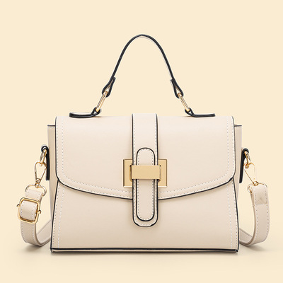 Women Retro PU Leather Handbag White
