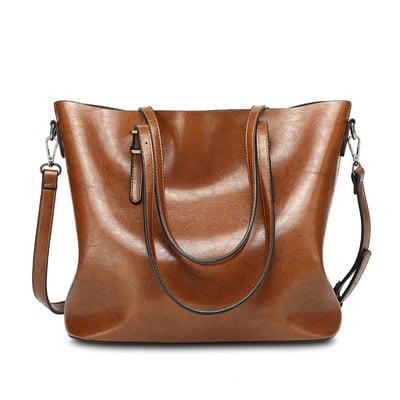 Women Vintage Hollow Handbag Oil Leather Shoulder Crossbody Bag Brown