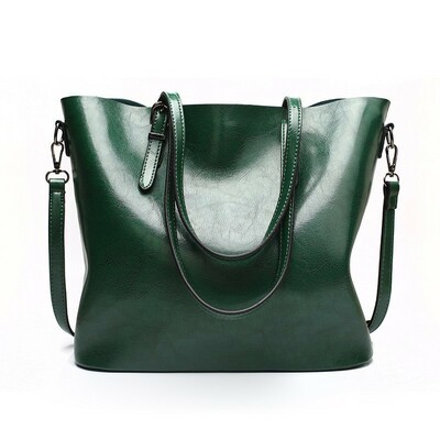 Women Vintage Hollow Handbag Oil Leather Shoulder Crossbody Bag Green