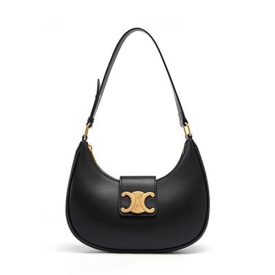 Women Genuine Leather Shoulder Bags Classic Crossbody Purses for Lady Handbag Black