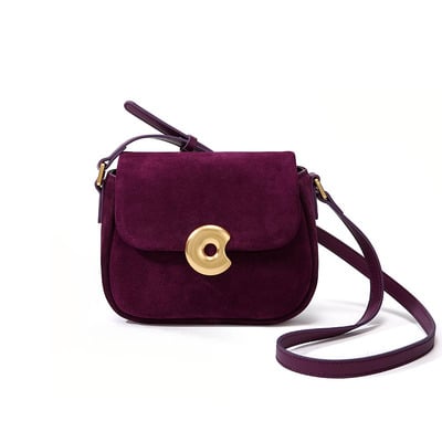 Genuine Leather Women Frosted velvet Handbags Purple