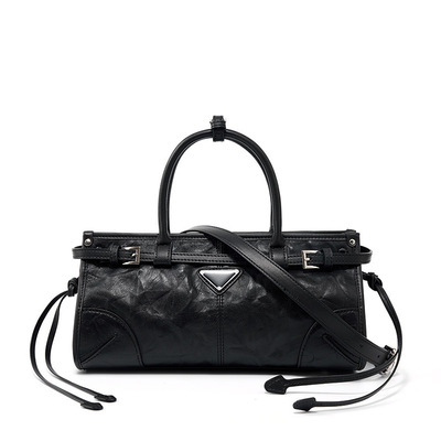 Genuine Leather Women Tote Handbags Black