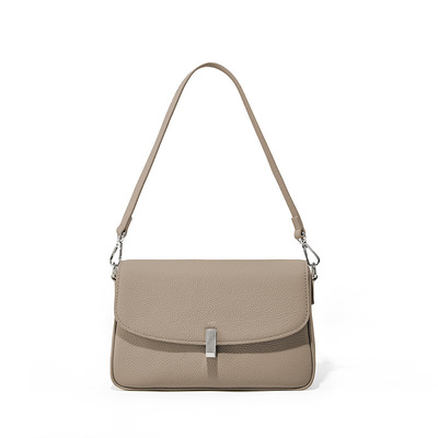 Ladies'Cowhide Shoulder Bag Tote Handbag Grey