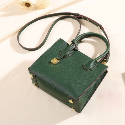 Women Genuine Leather Tote Bag Green