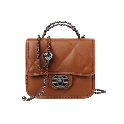 Women Genuine Leather Cute Tote Handbags Crossbody Bag with Long Strap Brown