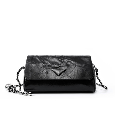 Woman Handbag Luxury Leather Underarm Shoulder Casual Tote Lady Soft Bucket Bag Black