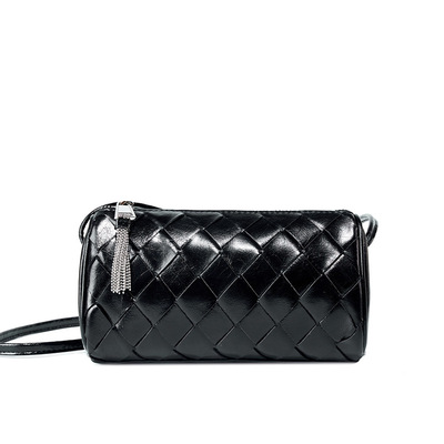 Women Trendy Small Shoulder Bag Genuine Leather Hobo Handbags Black