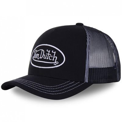 Baseball Cap With Sun Protection Mesh And Embroidered Letters DUTCH Black