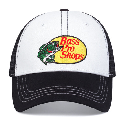Baseball Cap Bass Pro Shops Black White