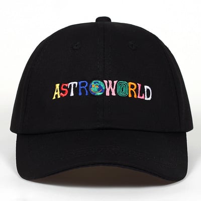 ASTROWORLD Embroidered Baseball Hat Rapper Travis Scott Album Soft Top Peaked Cap Black
