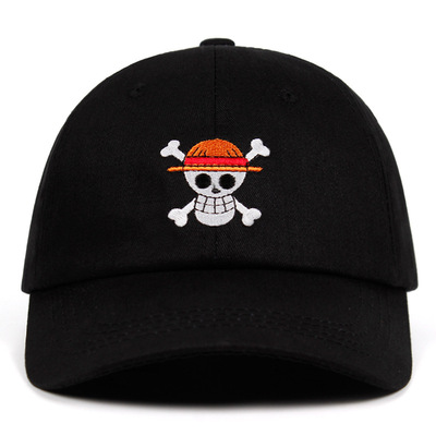 One Piece Embroidered Baseball Cap Skull Cotton Peaked Cap