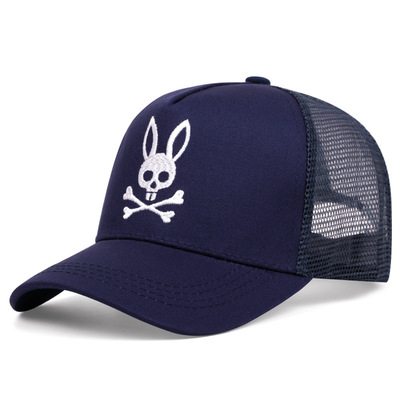Embroidered Baseball Cap Skull Rabbit Peaked Cap Blue
