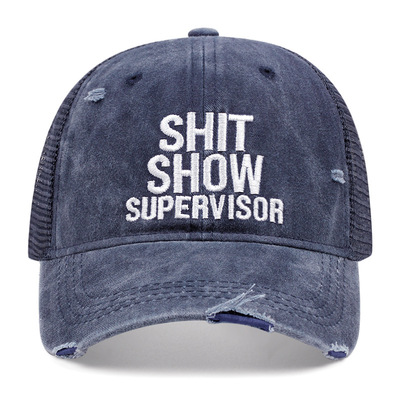 SHOW SUPERVISOR Hole Punch Baseball Cap Outdoor Sports Cowboy Peaked Cap Blue