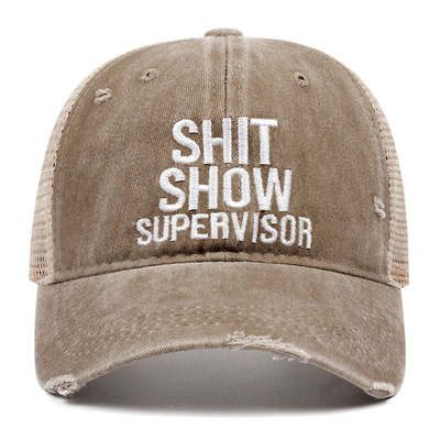 SHOW SUPERVISOR Hole Punch Baseball Cap Outdoor Sports Cowboy Peaked Cap Khaki