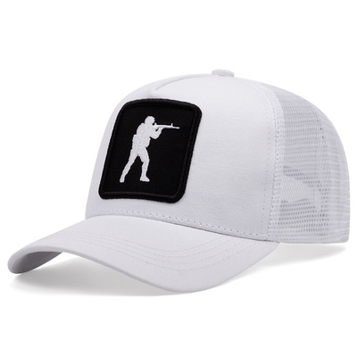 Embroidered Of CS GO Baseball Cap Outdoor Sports Mesh Peaked Cap White