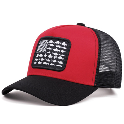 Flag of the United States Baseball Caps Outdoor Sports Mesh Peaked Cap Red