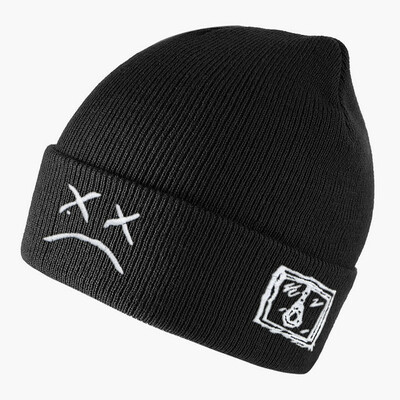 Fashion Embroidered Knitted Hat Winter Warm Men's and Women's Outdoor Knitted Hat Black