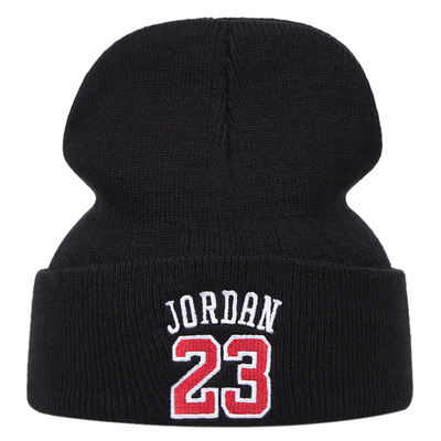 23 Embroidered Knitted Hat Winter Warm Men's and Women's Outdoor Knitted Hat Black