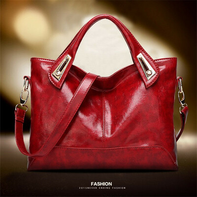 New Women's Oil Wax Leather Crossbody Handbag Red