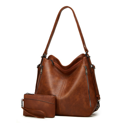 Women Shoulder Bag Vintage Crossbody Purse Handbag Two Piece Brown