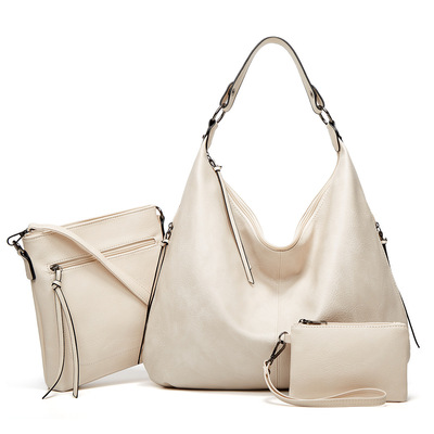 Women Shoulder Bags Tote Satchel Hobo 3pcs Purse Set White