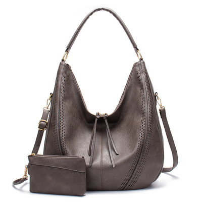 Women Fashion Handbags Wallet Tote Bag Shoulder Bag Two Piece Grey